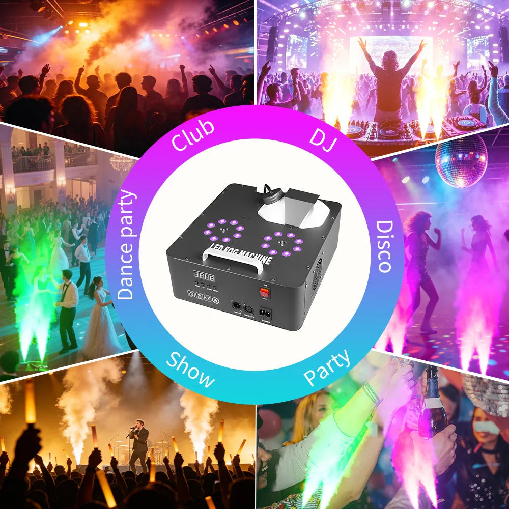 2000W Smoke Machine Stage Fog DMX512 RGB Light DJ Wedding Event Spray