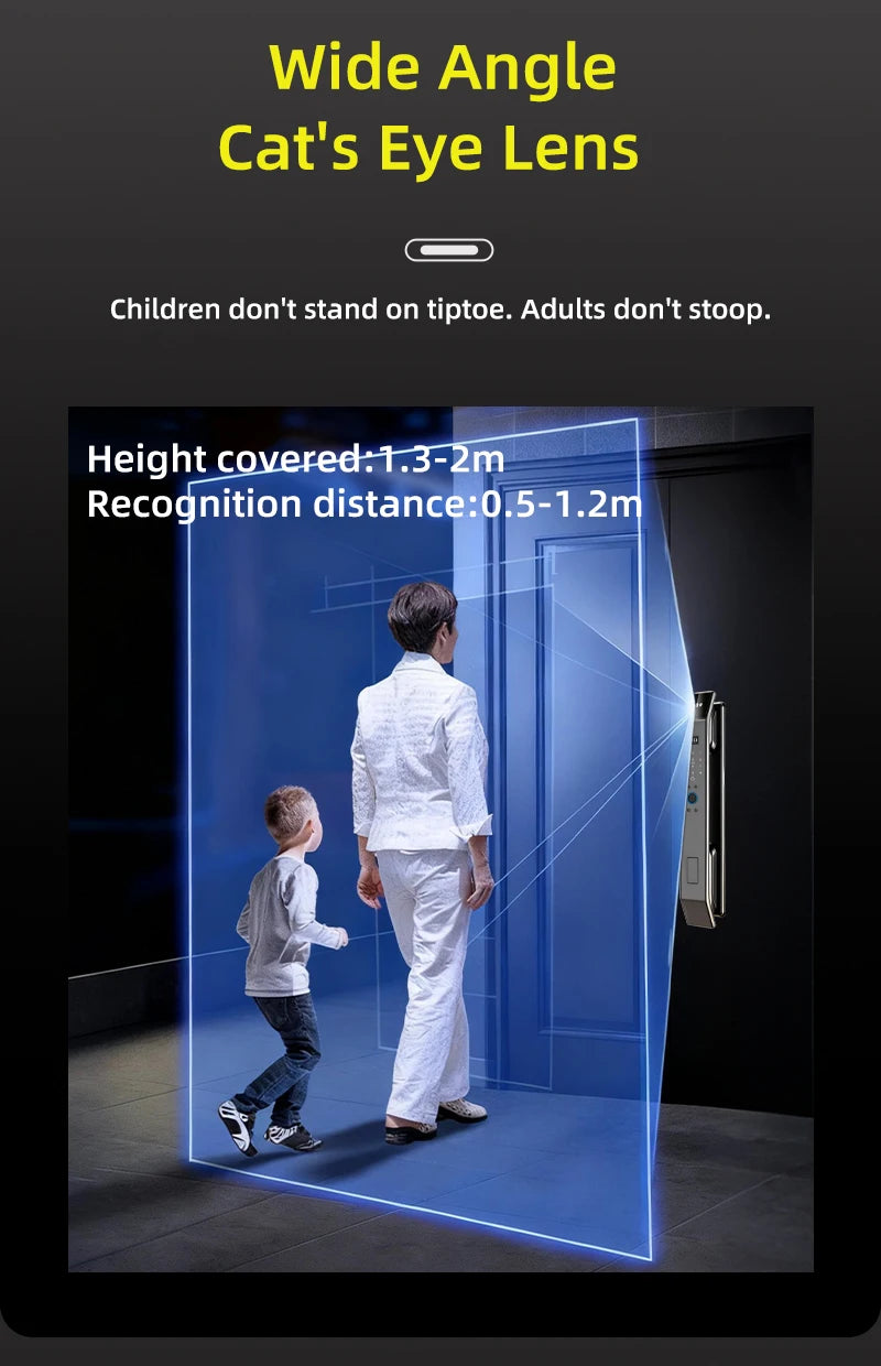 3D Face Recognition Fingerprint Password Smart Door Lock with  Remote Unlocking Wishome APP  Smart Lock Electronic door lock