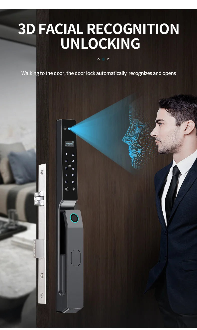 MYT Factory Waterproof Video Monitoring Intercom Face Recognition Tuya Smart Door Lock Fingerprint Locks For Villa