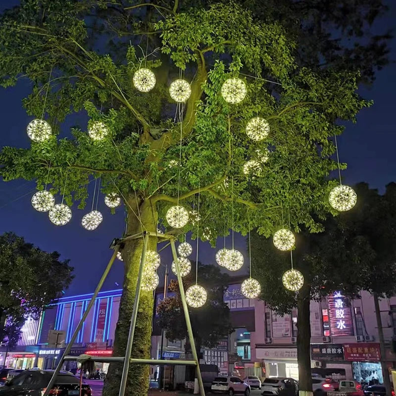 Modern Brief Loft Spark Ball LED Pendant Lighting Fixture Firework Stainless Steel  Remote Control Dimming 110-240V Accessories