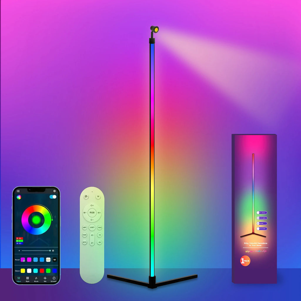 Reinforced Lamp Body 165cm Smart RGB LED Floor Lamp With Sunset Lamp APP Control Music Sync Color Change Standing Mood Light
