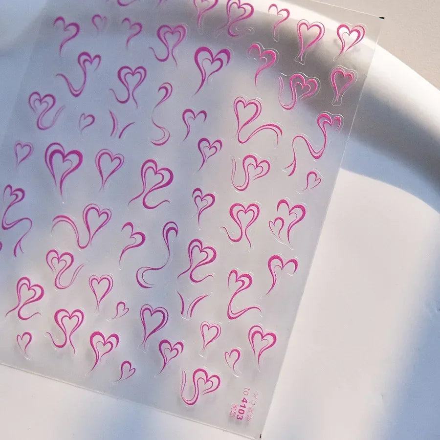 5D Gradient Love Gem Glitter Love Heart Colorful Cat's Eye Rhinestone Soft Self Adhesive Nail Art Stickers Shiny Manicure Decals
