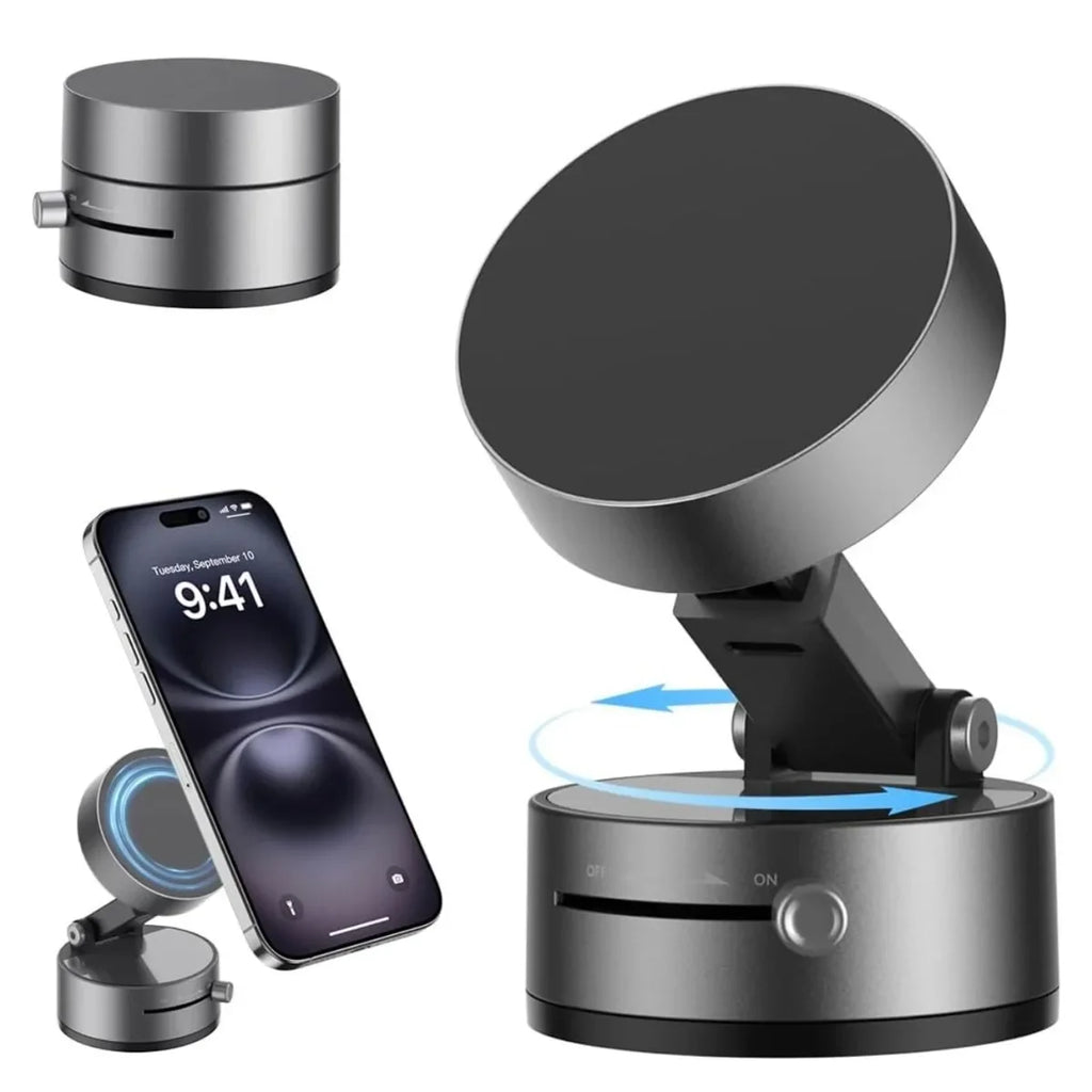 Car/Mirror/Gym Vacuum Suction Fold Magnetic Phone Holder 360 Rotation Suction Cup Car Phone Stand Mount For Magsafe iPhone 16~12