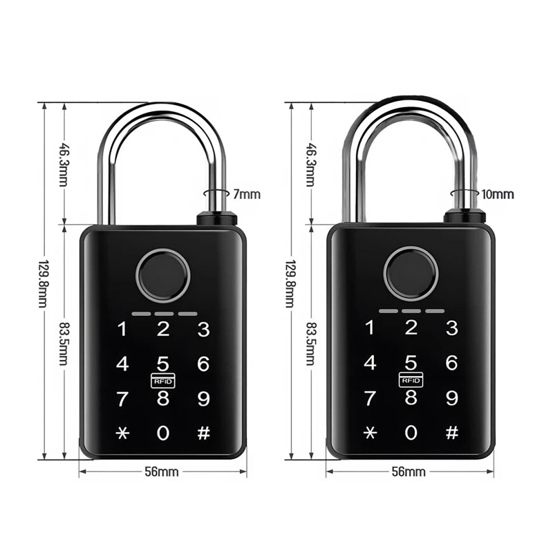 Waterproof Tuya Padlock Fingerprint Electronic Lock Keyless Unlock Heavy Duty Padlock for Home House Warehouse Garage 7/10mm