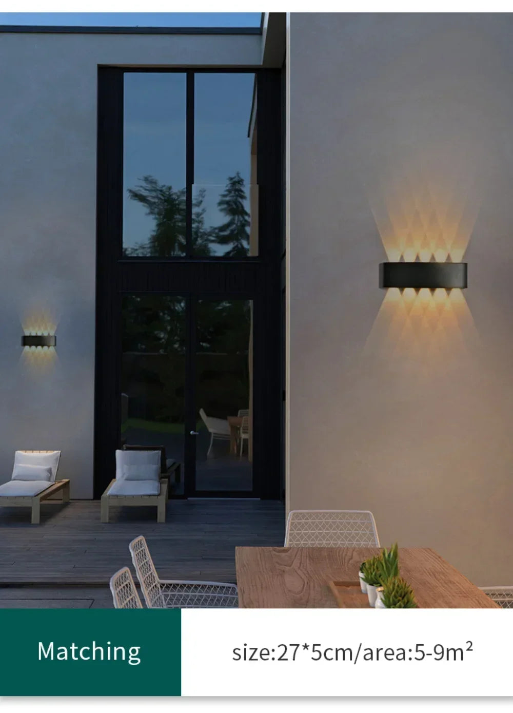 Waterproof Outdoor LED Wall Light for Garden Patio Balcony Warm White Weatherproof