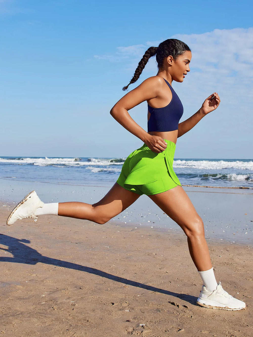 Women's High-Waisted Yoga and Running Fake Two-Piece Shorts with Anti-Exposure Design, Slimming Effect for Gym Use