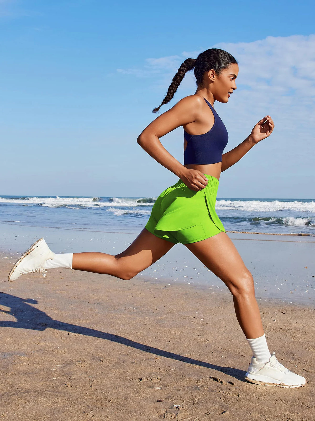 Women's High-Waisted Yoga and Running Fake Two-Piece Shorts with Anti-Exposure Design, Slimming Effect for Gym Use