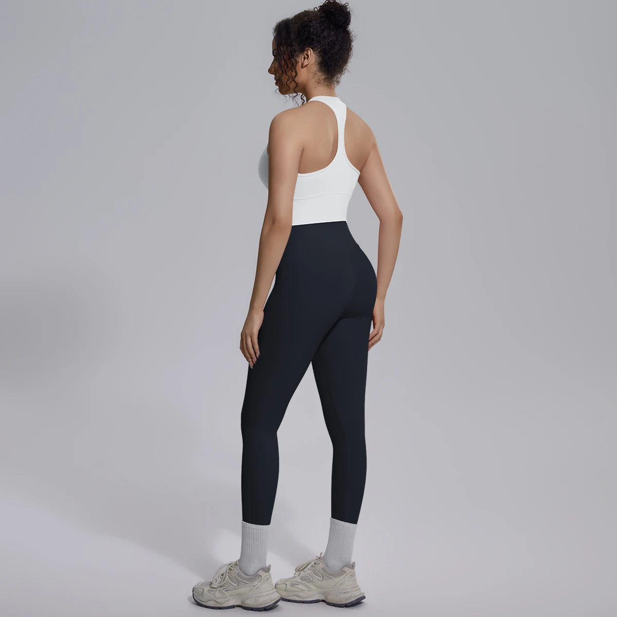 Rooftrellen New Women's Two-piece Set Fitness Sports Solid Color Yoga Set Summer Quick Drying Legging Pants Gather I-shaped Vest