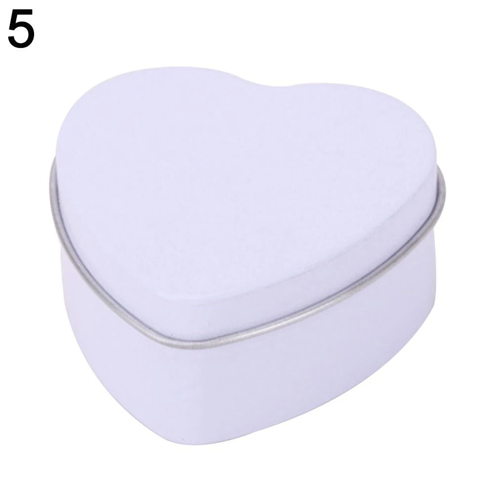 Heart Shape Metal Box Aluminum Tin Jar for Cream Balm Nail Candle Cosmetic Container Refillable Tea Cans Candy Packaging Box 1Pc