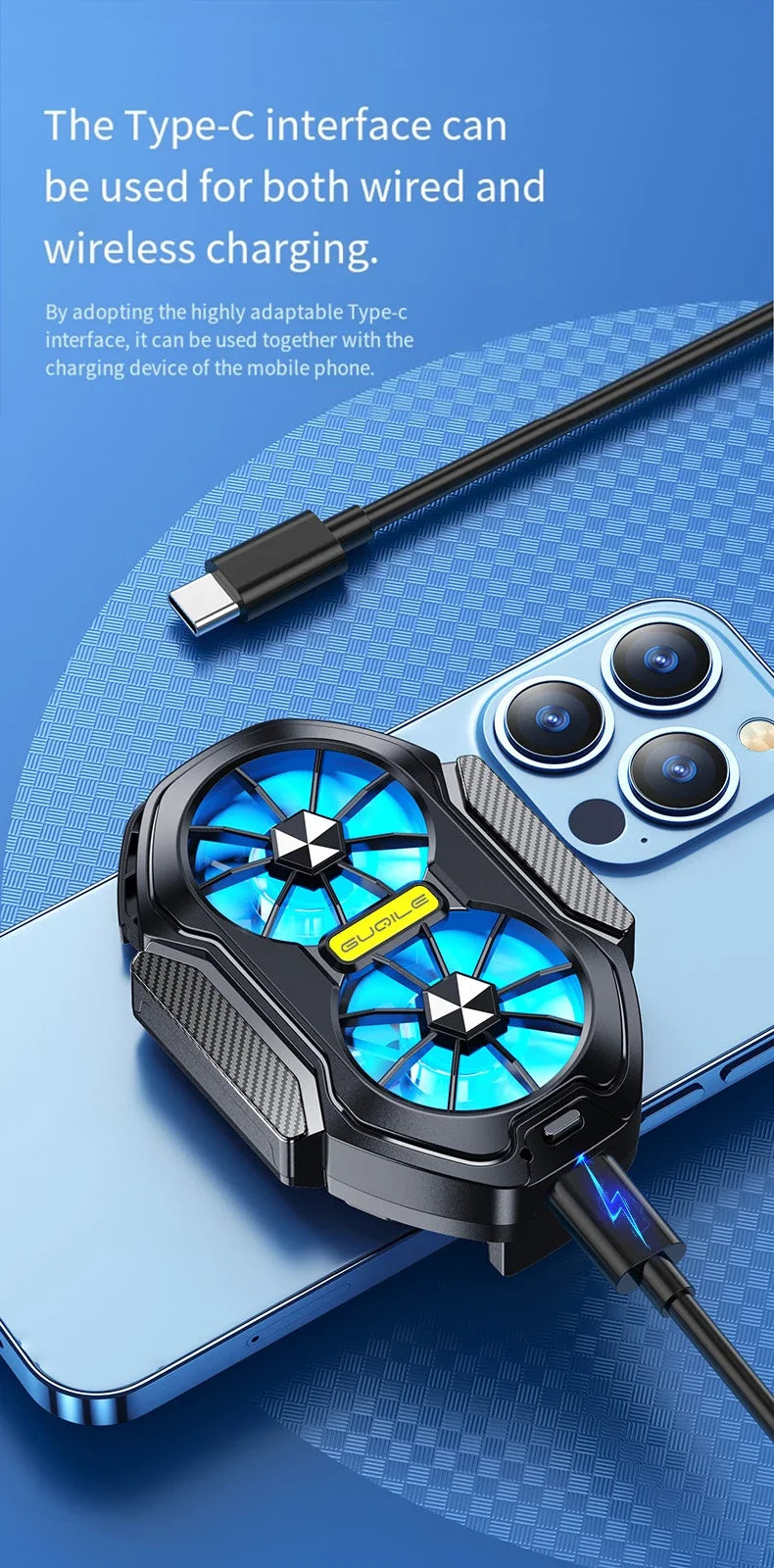 2025 New FS01 Dual - Fan Mobile Phone Cooler, Cools Down In 10 Seconds + Wireless Battery Life,  Relieves Heat  For Your Phone