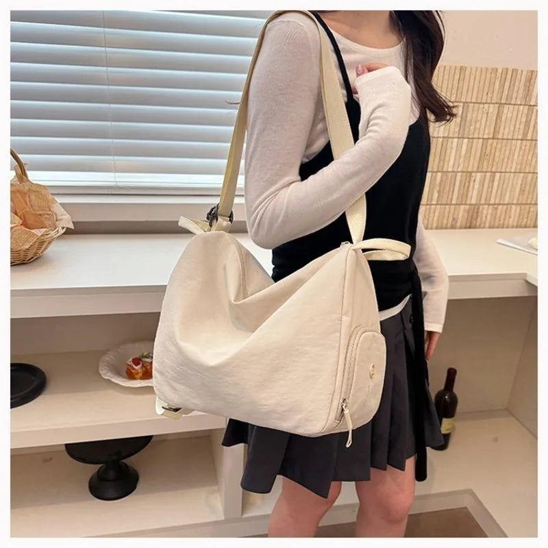 Women's Casual Nylon Large Capacity Shoulder Bag with Pocket, Casual Style for Daily Use, Sports, Travel, and Outdoor Activities