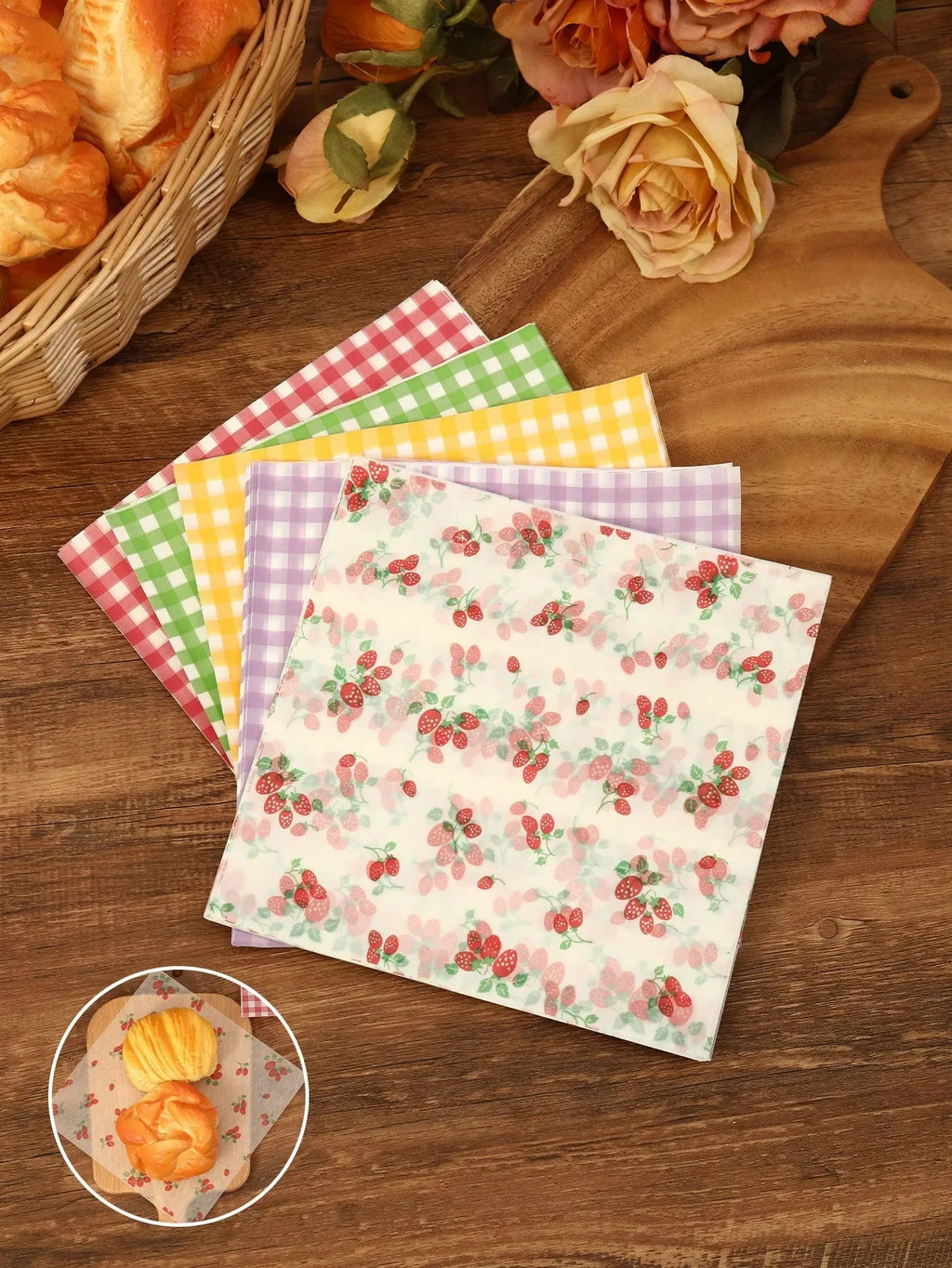 50Pcs Oilproof Wrapping Paper for Bread Sandwich Burger Fries, Food-grade Wax Paper Baking Tools Kitchen Gadgets For Party Gift