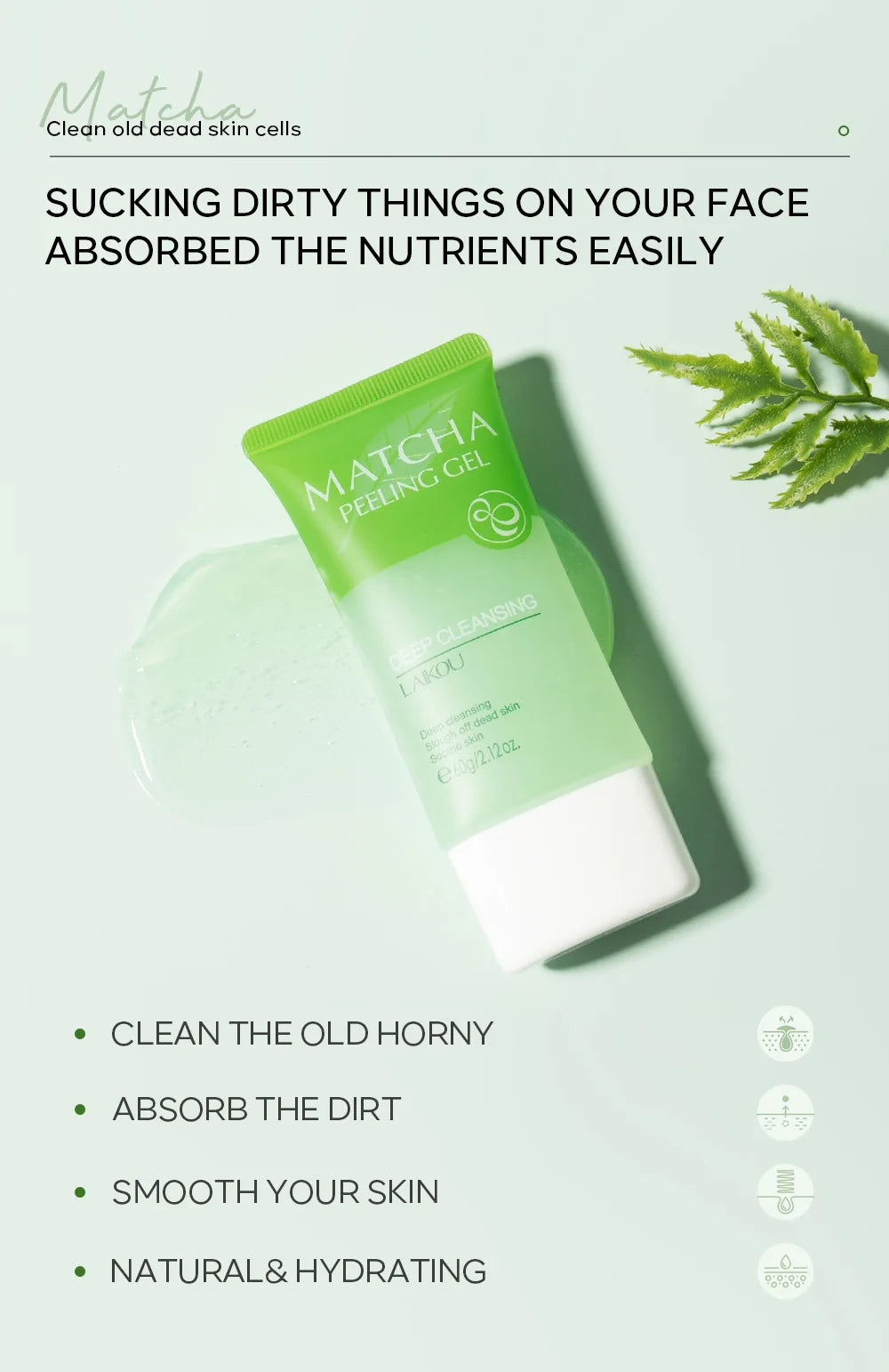 Matcha Peeling Gel Gentle Oil Control Body Face Scrub Cleansing Pores Treatment Acne Remove Blackhead Facial Exfoliation Gel
