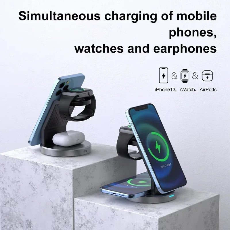 Wireless Charger Stand PFor iPhone 17 16 15 14 13 12 Pro Max Apple Watch 8 7 6 AirpodsMagnetic ad Fast Charging Station Dock
