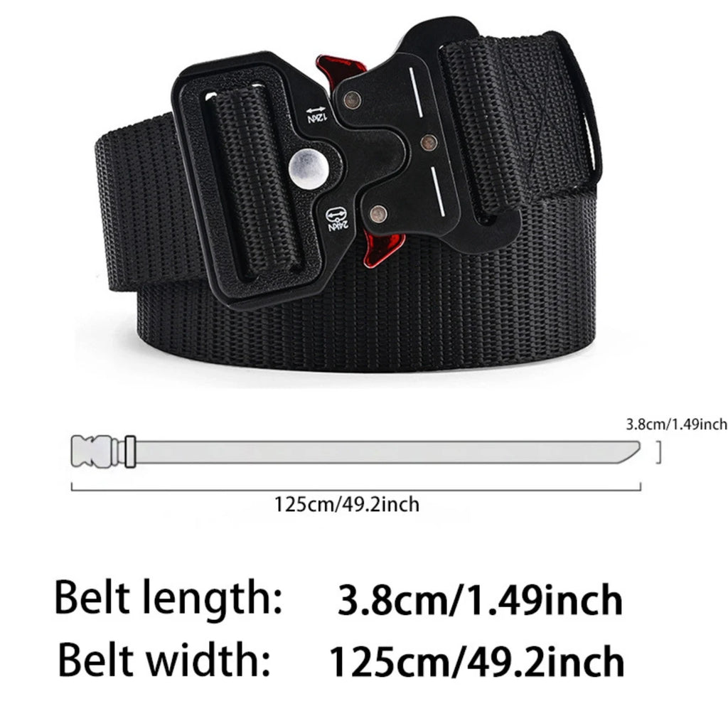 Red Ears Plastic Buckle Tactical Belt Men'S Multifunctional Military Fan Canvas Belt Outdoor Faux Nylon Training Waist Belt