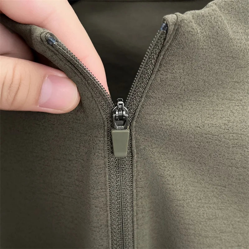 Luxury Men's Brand Spring High Quality T-Shirt Mock Neck Zipper Printing Long Sleeves Hoodie Leisure Fashion Men's Clothing Tops
