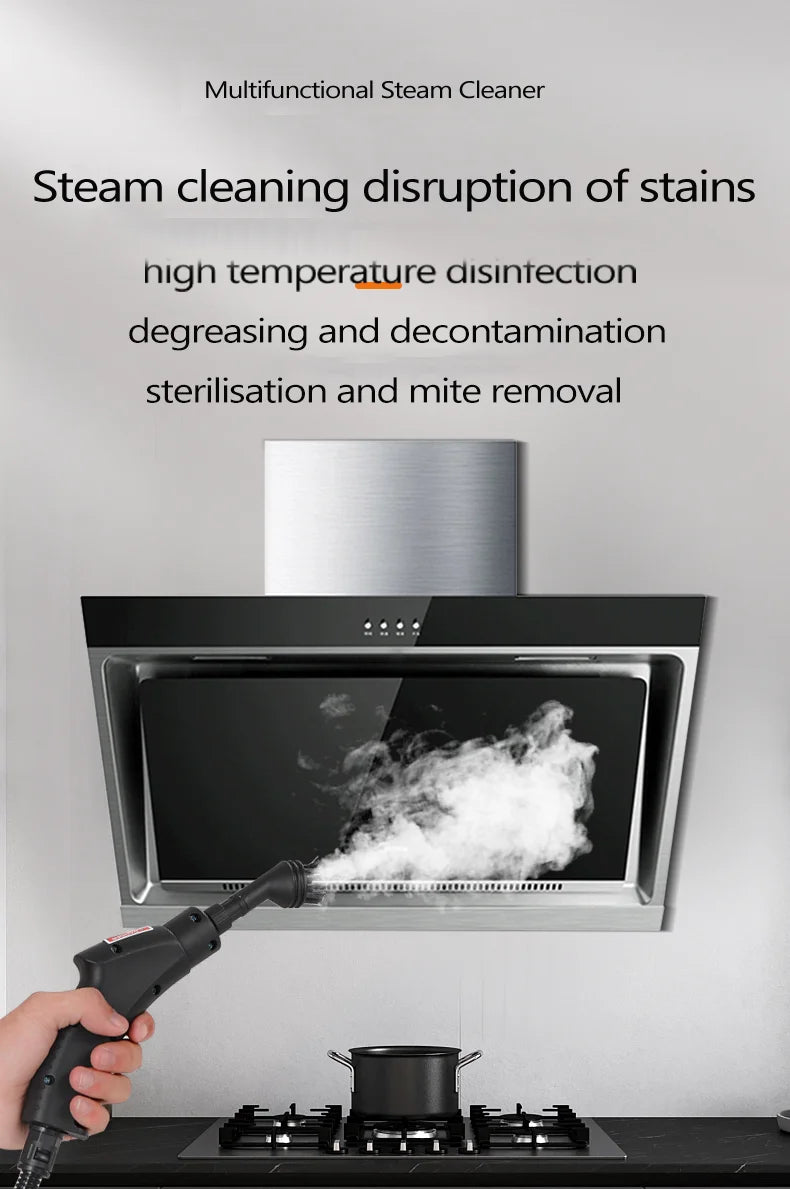 Home Steam Cleaning Machine 2500W Power 3BAR High Pressure 15s Quick Steam Generation 6‑Gear Steam Adjustment 1200CC Transparent Water Tank for Kitchen Bathroom Glass Tile Car Interior Complete Accessory Kit