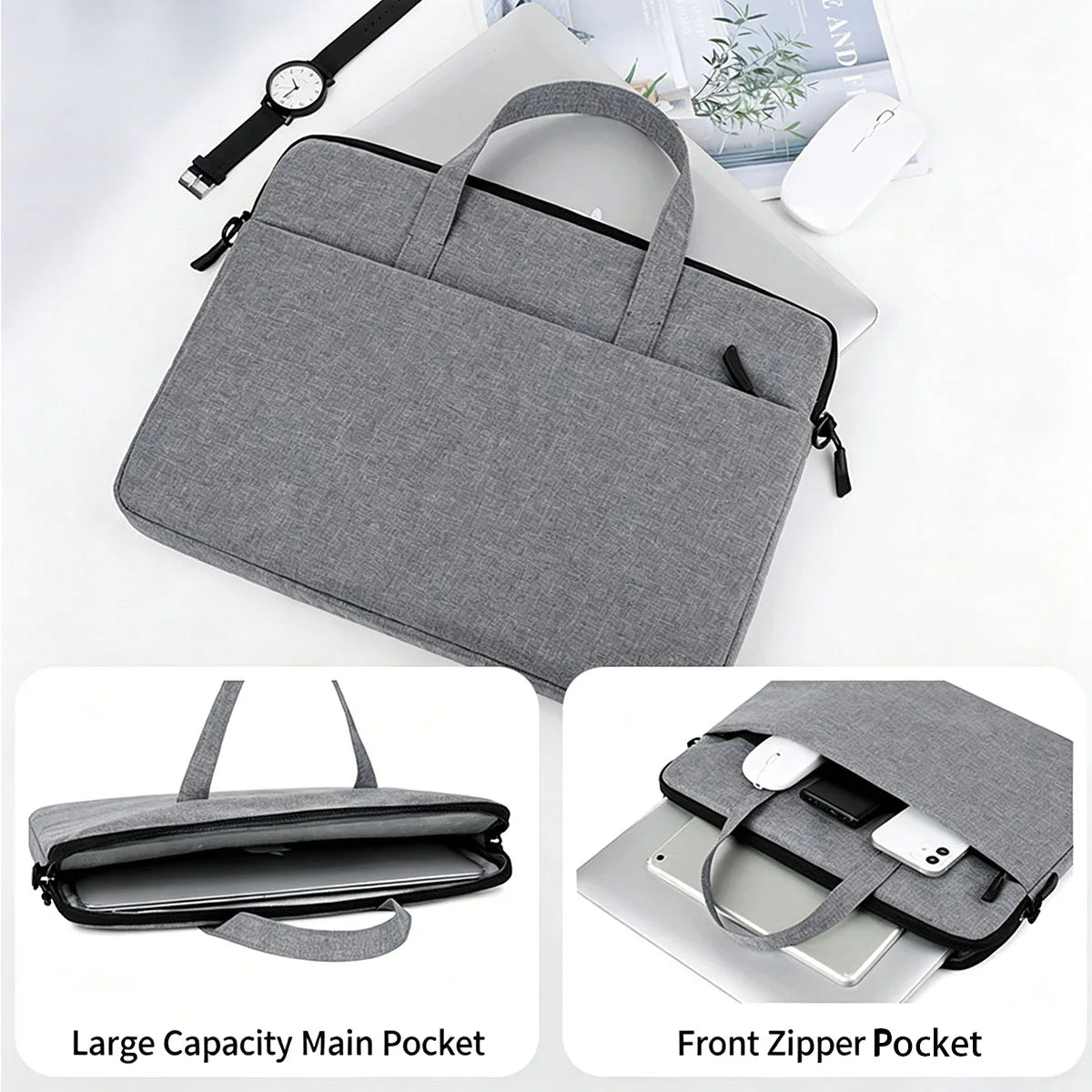 Lightweight Shockproof Laptop Bag Business Waterproof Multi-pocket Handheld Crossbody Bags Detachable Strap for Perfect and Work