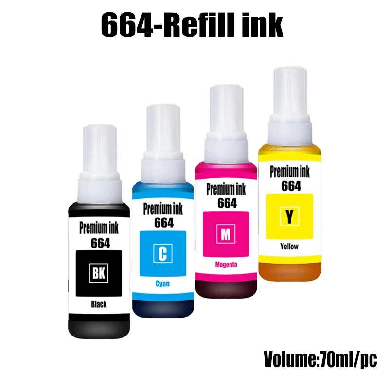 For Epson 664 Refill Ink Kit 70ML For Epson L110 L100 L110 L300 L235 L355 L350 550 L555 132 L120 L200 210 Printer