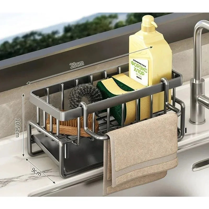 1Pc  Kitchen Storage Rack, Dishcloth Holder, Draining Rack, Faucet Sink Sponge and Steel Wool Organizer