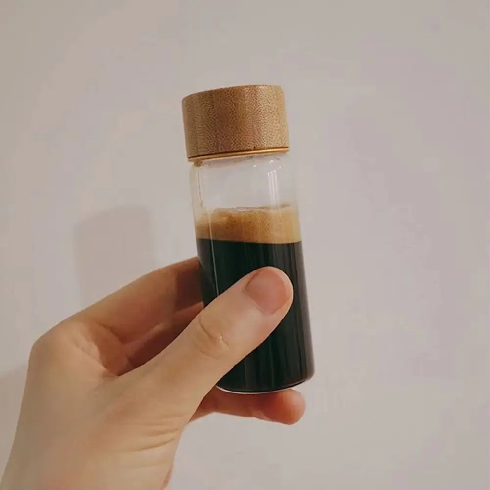 6PCS 10/20/30 ML Wooden Lid Mini Glass Bottles Food Grade Transparent Small Spice Jars Sealed Golden Bean Bottle