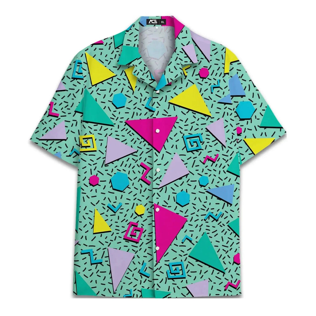 Retro 80s Pop Art Hawaiian Shirt 2026x Neon Cassette Skateboard Headphone Shirt, Vintage 90s Party Button-Up Summer Unisex Shirt