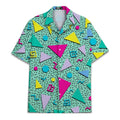 Retro 80s Pop Art Hawaiian Shirt 2026x Neon Cassette Skateboard Headphone Shirt, Vintage 90s Party Button-Up Summer Unisex Shirt