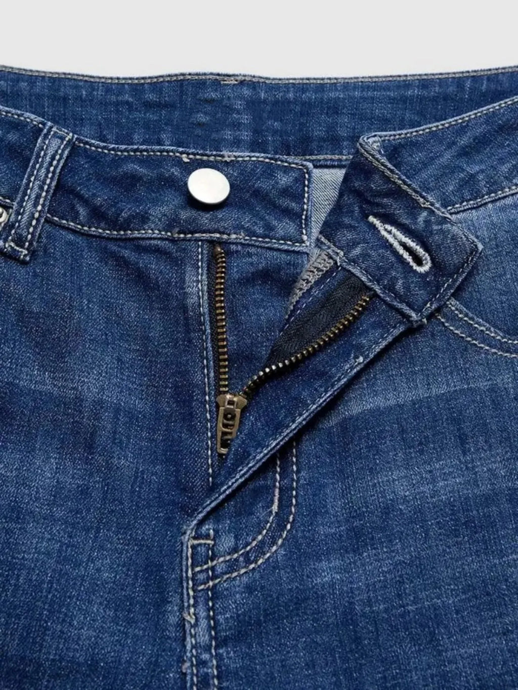 【HME】Jeans | Women Cargo Denim Pants With Side Flap Pockets, Mid‑High Waist Rolled Hem Wide Leg Denim Jeans, Dark Vintage Washed Relaxed Fit Pants For Street Daily Casual Wear