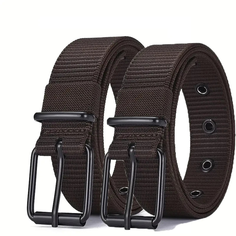 Men's Belt Porous Canvas Pin Buckle Leather Belt Outdoor Sports Belt Women's Trendy Eyelet Belt With Jeans Belt For Men Women