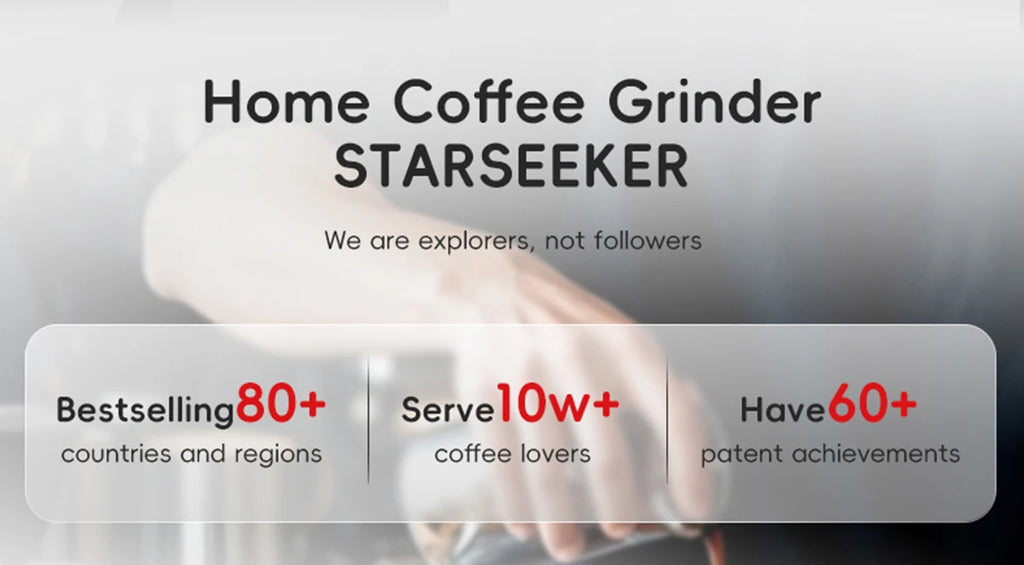 STARSEEKER E64 Electric Coffee Grinder 64MM Espresso Titanium Flat burr Stepless Fineness Adjustment Home Bean Grinder Black