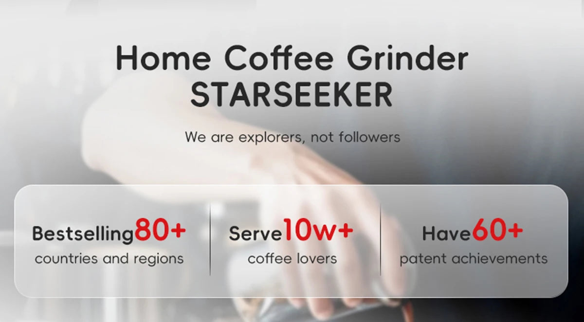 STARSEEKER E64 Electric Coffee Grinder 64MM Espresso Titanium Flat burr Stepless Fineness Adjustment Home Bean Grinder Black