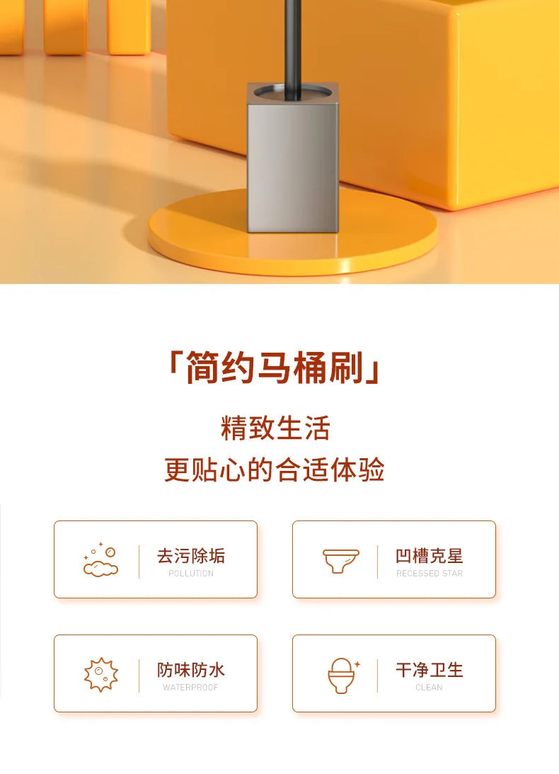 Toilet Brush Holder Wall Mounted Bathroom Cleaning Brush Toilet Brushes For Cleaning Storage Space Aluminum