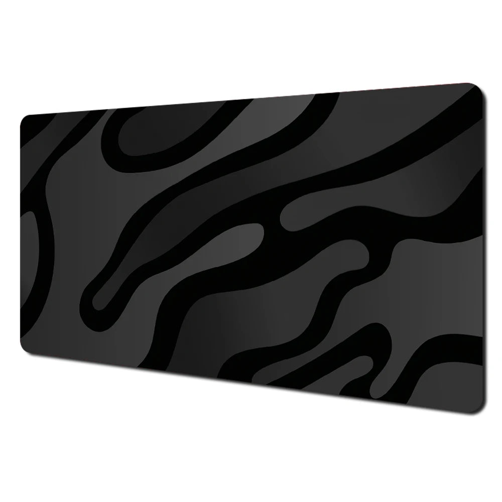 Black and Grey Abstract Art Pattern Design Mouse Pad Desk Mat with Stitched Edge Rubber Anti-Slip Gaming Mat Keyboard Mouse Pads