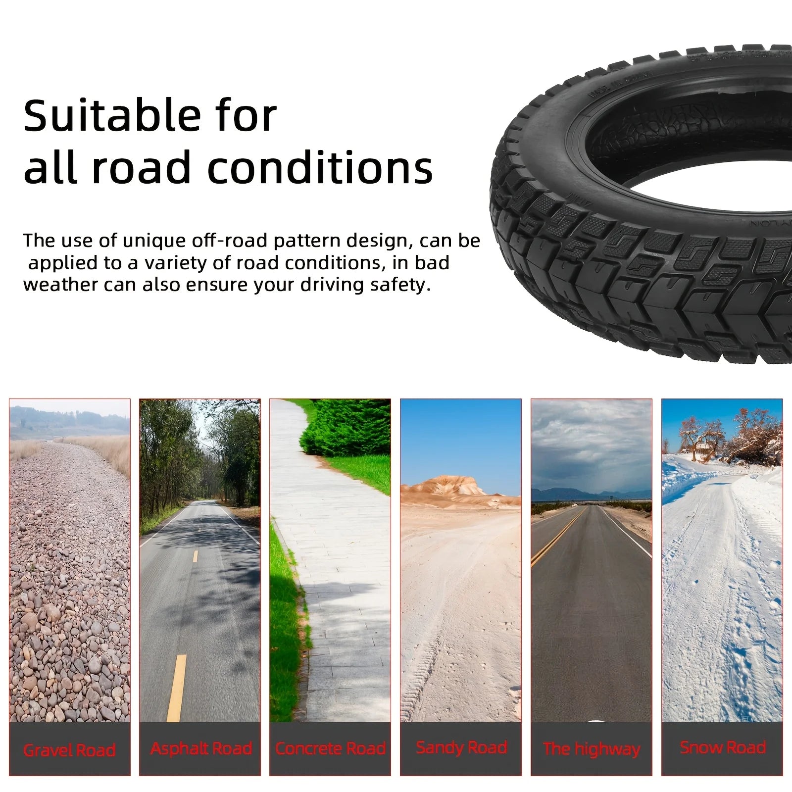10x2-6.1 Off-road Tubeless Tire for Xiaomi M365/Pro 2/1S/Mi3 Scooter Modified 10*2-6.1Outer Tire Accessories Parts