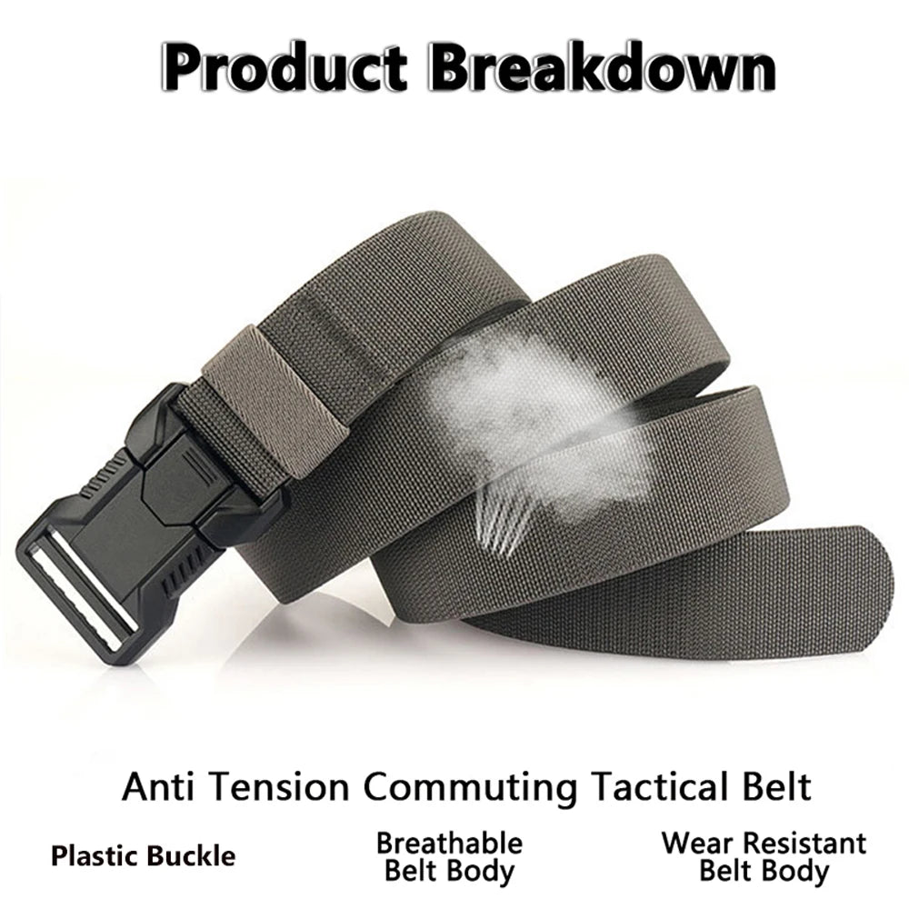 Nylon Tactical Belt Men Automatic Buckle Quick Release Military Belt Outdoor Casual Workwear Training Pants Heavy Duty Web Belt