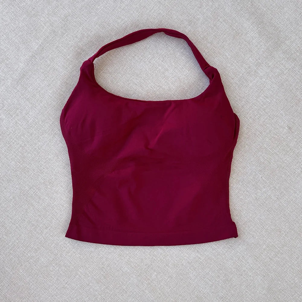 DL 0GO Longline Strappy Top Gym Sports Top Women Seamless Yoga Tank Sportswear Gym Clothing Running Workout Halter