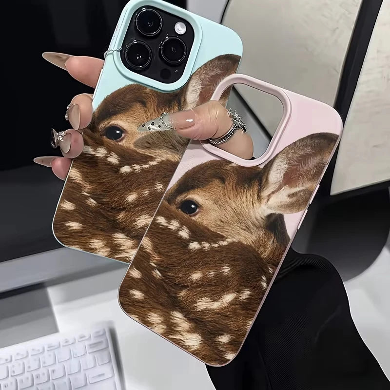 Close-Up Sika Deer Illustration Pattern TPU Case for iPhone 17 Pro Max 16 15 14 13 12 11 Plus Stylish TPU Soft Cover Funda Coque