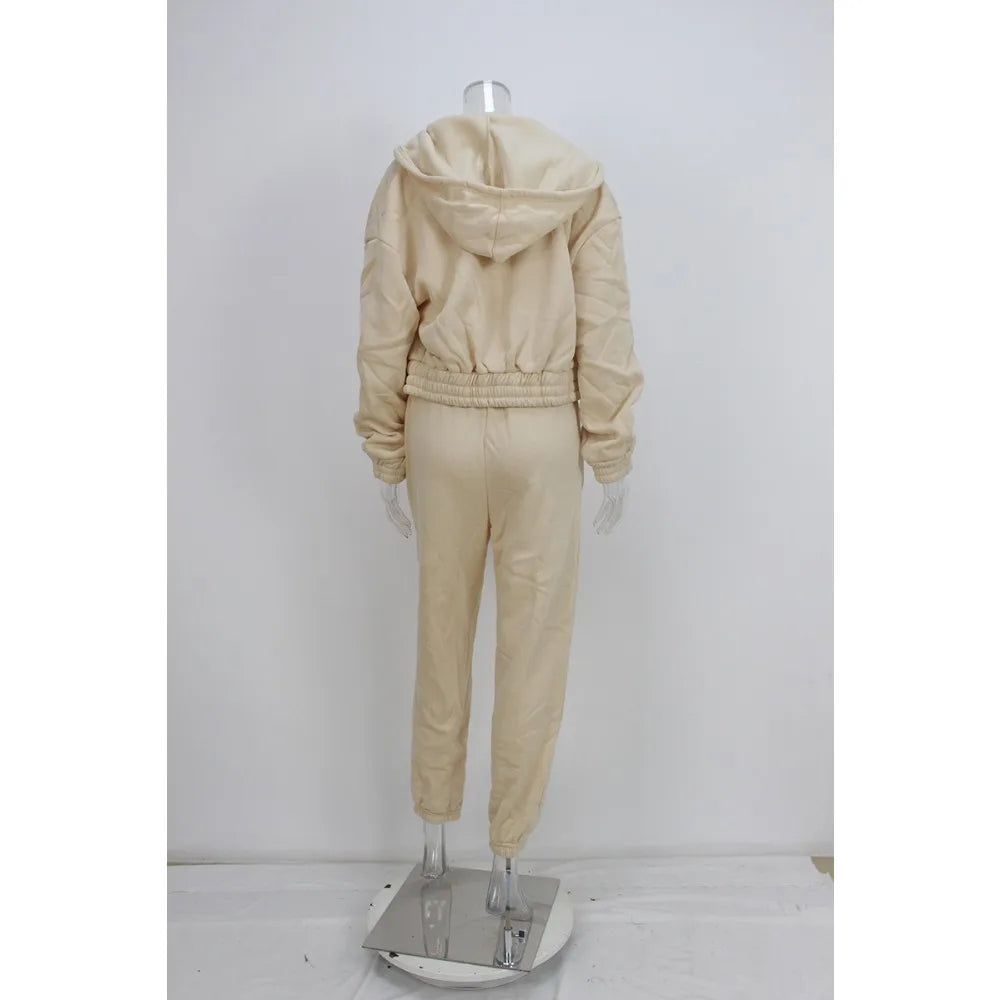 Women's Winter Hoodie Sweatshirt Casual Winter Outfit Three-piece Set Long Trousers for Cold Weather, Travel and Home Comfort