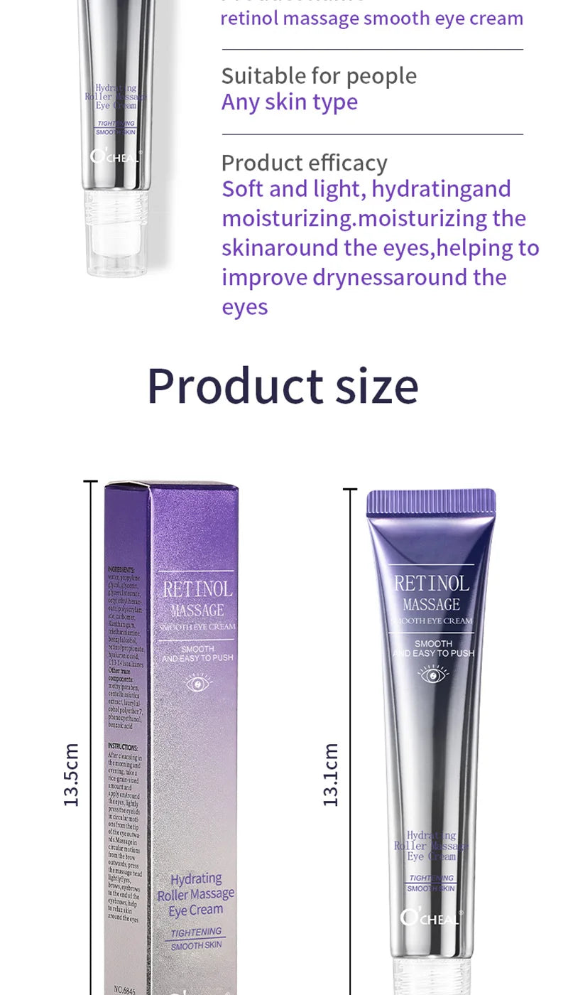 Ocheal Rolling Ball Eye Cream, Rolling Ball Massage Eye Cream, Moisturizing and Nourishing Eye Essence, Reduces Eye Wrinkles and Bags, Suitable for Both Men and Women, a Must-Have for Autumn and Winter.
