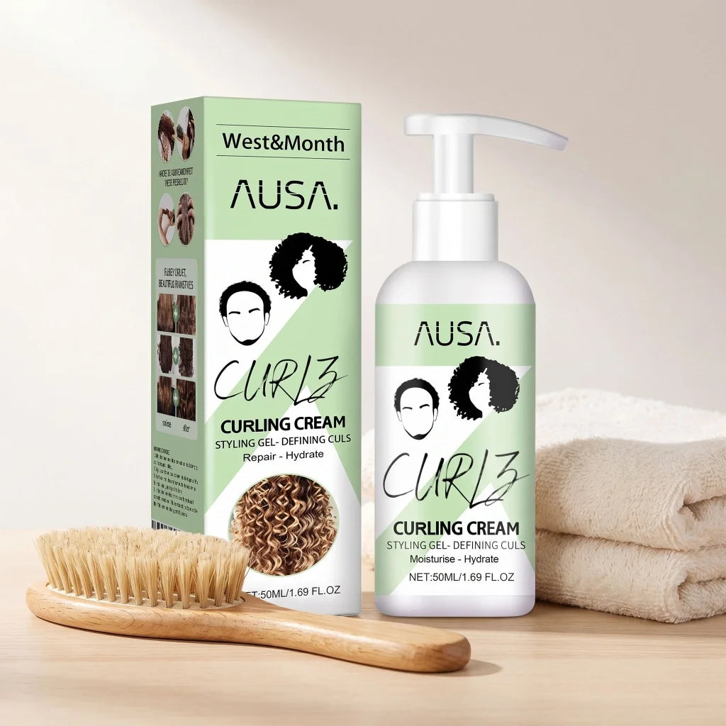 Curling Cream Curl Defining Styling Lotion Moisturizes Repairs Dry Hair Tames Frizzy Waves Daily Portable Curly Hair Styling 50m