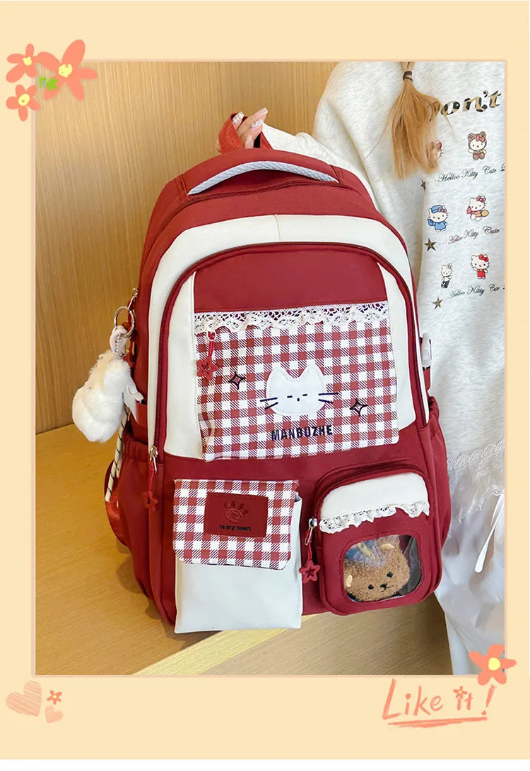 Girl School Bag Backpack Back Pack For Teenager Women Children Female Pink Schoolbag Primary High Bagpack Class Teens Child Kids