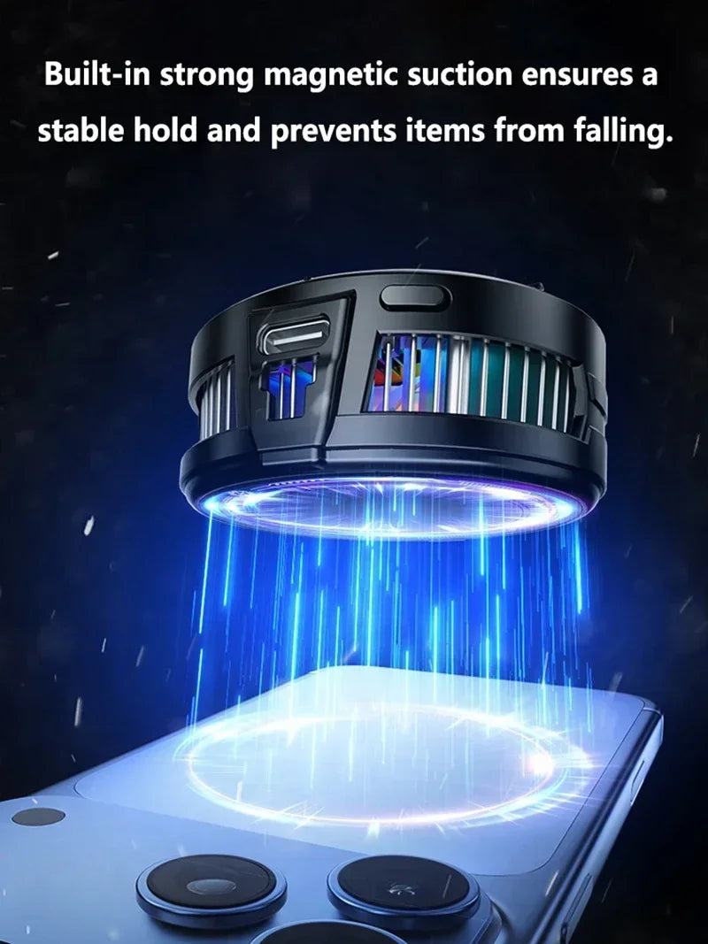 Phone Cooler for Gaming Magnetic Semiconductor Cooling Fan Back-Clip RGB Lights Fast Phone Cooling Fan for IOS Android Phone