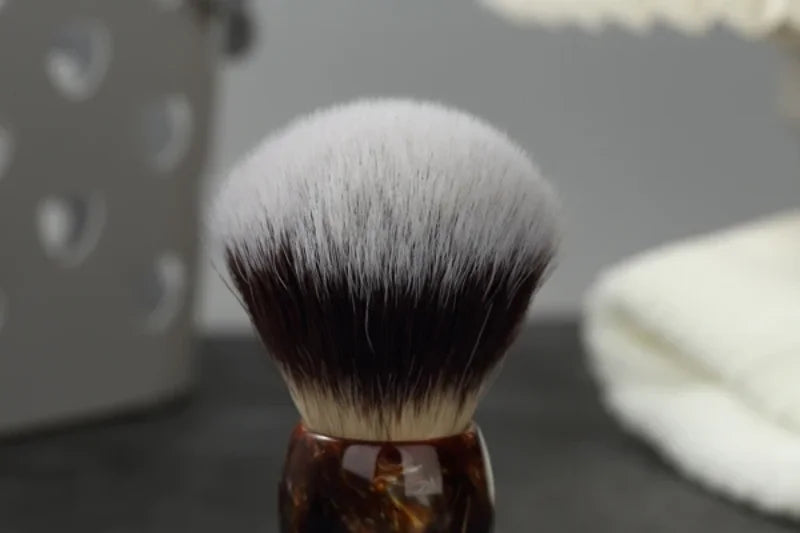 YAQI Caramel Cat's Whisker Synthetic Hair Mens Wet Shaving Brush - Premium Quality Travel Beard Care Grooming Tool