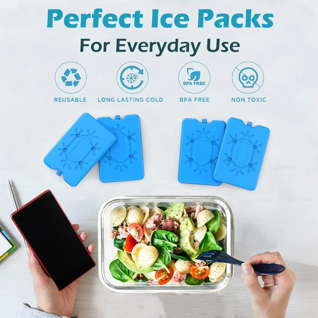 Reusable Ice Packs in Green And Blue, Ultra-Thin And Durable, Perfect for Lunch Boxes, Coolers, Picnics, And Outdoor Adventures