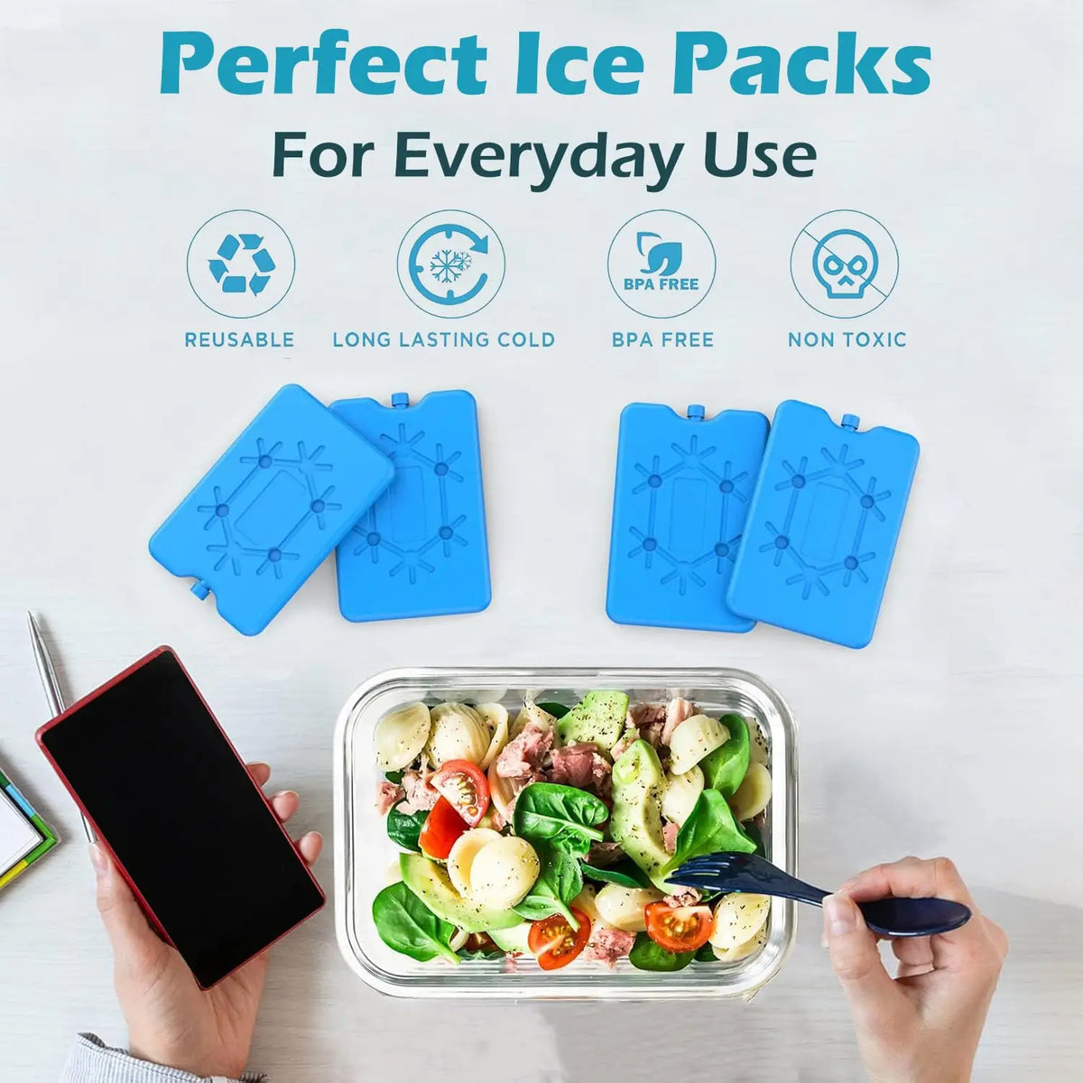 Reusable Ice Packs in Green And Blue, Ultra-Thin And Durable, Perfect for Lunch Boxes, Coolers, Picnics, And Outdoor Adventures