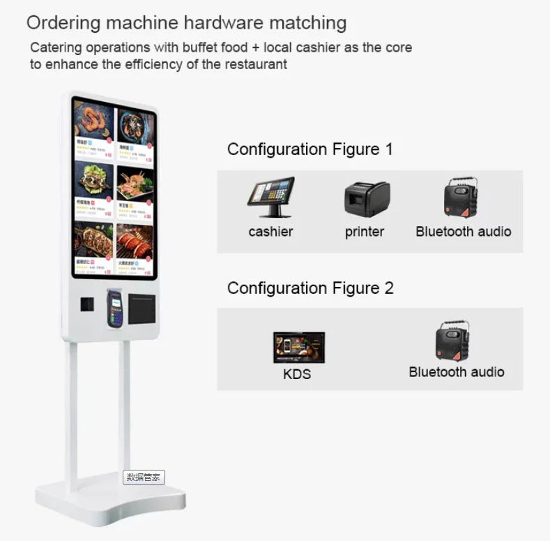 32 Inch Touch Screen Pos Systems Self Pay Service Payment Order Kiosk With POS Position Face Camera For Fast Food Restaurants