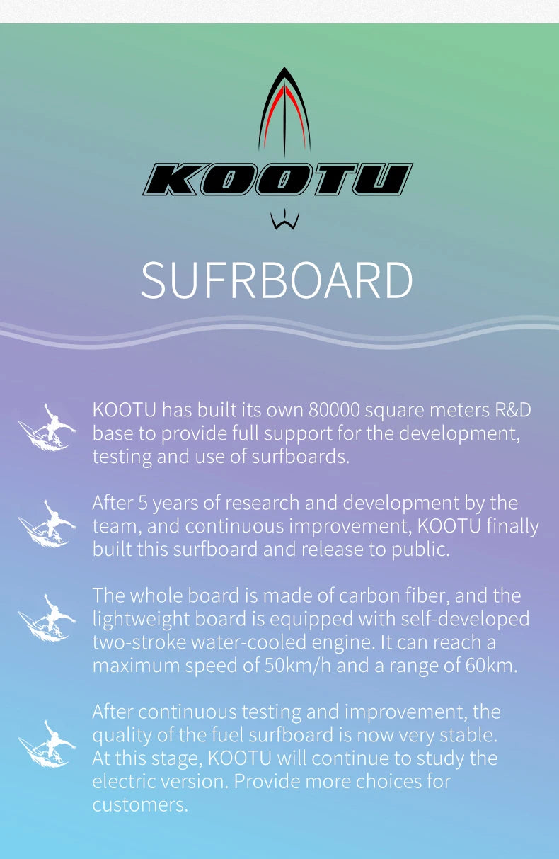 KOOTU Jet Surfboards Full Carbon Fiber Surfboards Fuel-powered surfboard 109cc Power Electric Surfboards Water Surfboards