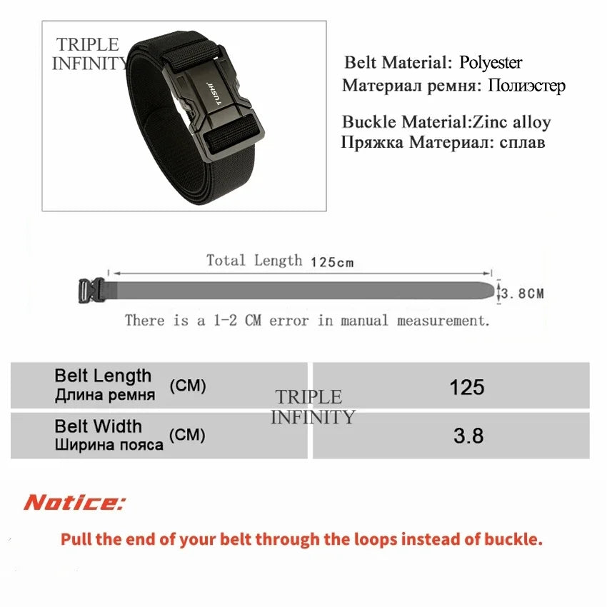 Quick Release Military Tactical Belts With Metal Buckle Durable Elastic Waist Belt Men Outdoor Training Stretch Strap For Pants