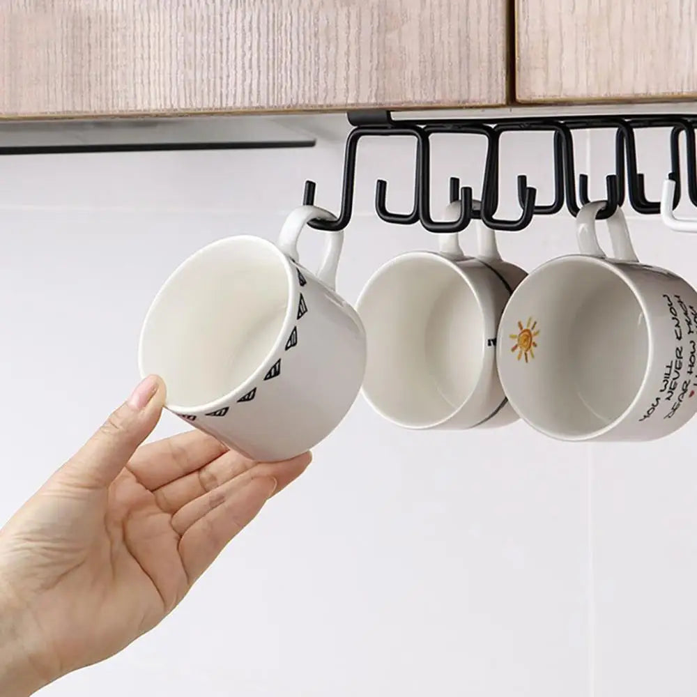 1 PCS Multifunctional Kitchen Organizer High Quality Double-row Cabinet Hook Durable Hanging Cup Holder
