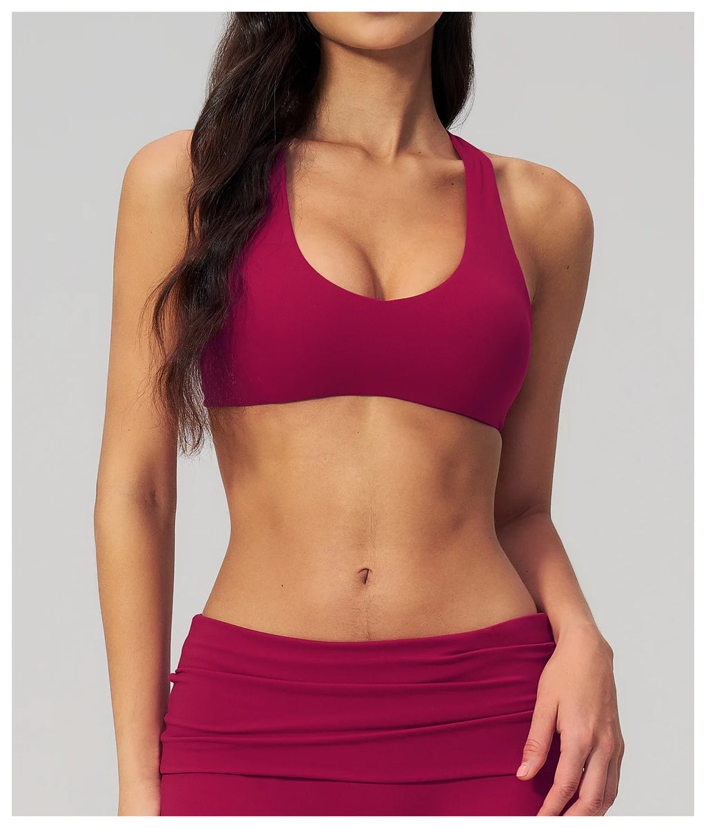 NCLAGEN Sport Bras Women High Support Fitness Underwear Back Cross Gym Clothes Training Solid Yoga Top Pilates Workout Tank